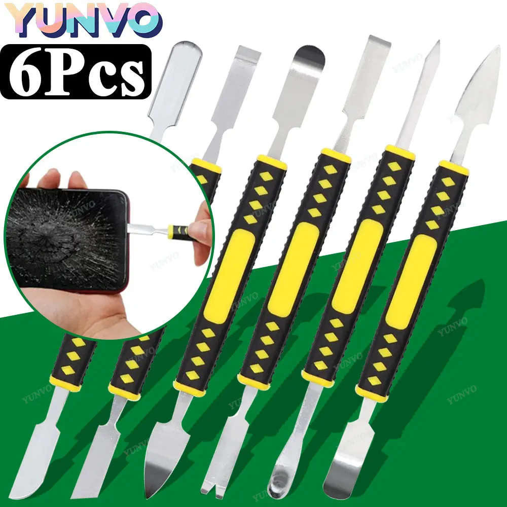 6-in-1 Hardened Claw Nail Double Headed Pry Bar Disassembly Battery Screen Frame Flat Pry Bar Injection Molding Repair Tool