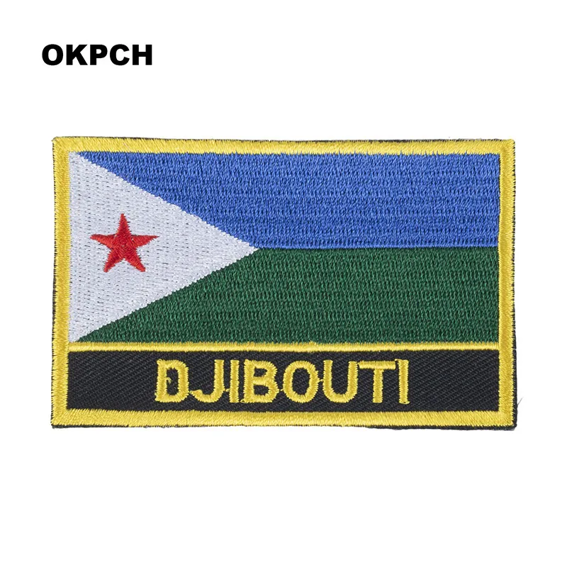 Djibouti Flag Embroidery Patches Iron on Saw on Transfer patches Sewing Applications for Clothes in Home&Garden