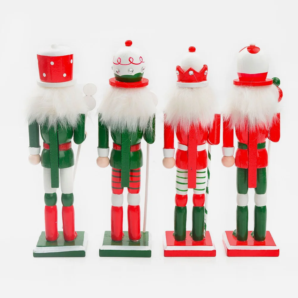 4 Pcs Christmas Ornament Decoration Ornaments Wooden Nutcracker Table Top Place (sb58543-18) (18cm) 4pcs Xmas Nutcrackers Craft