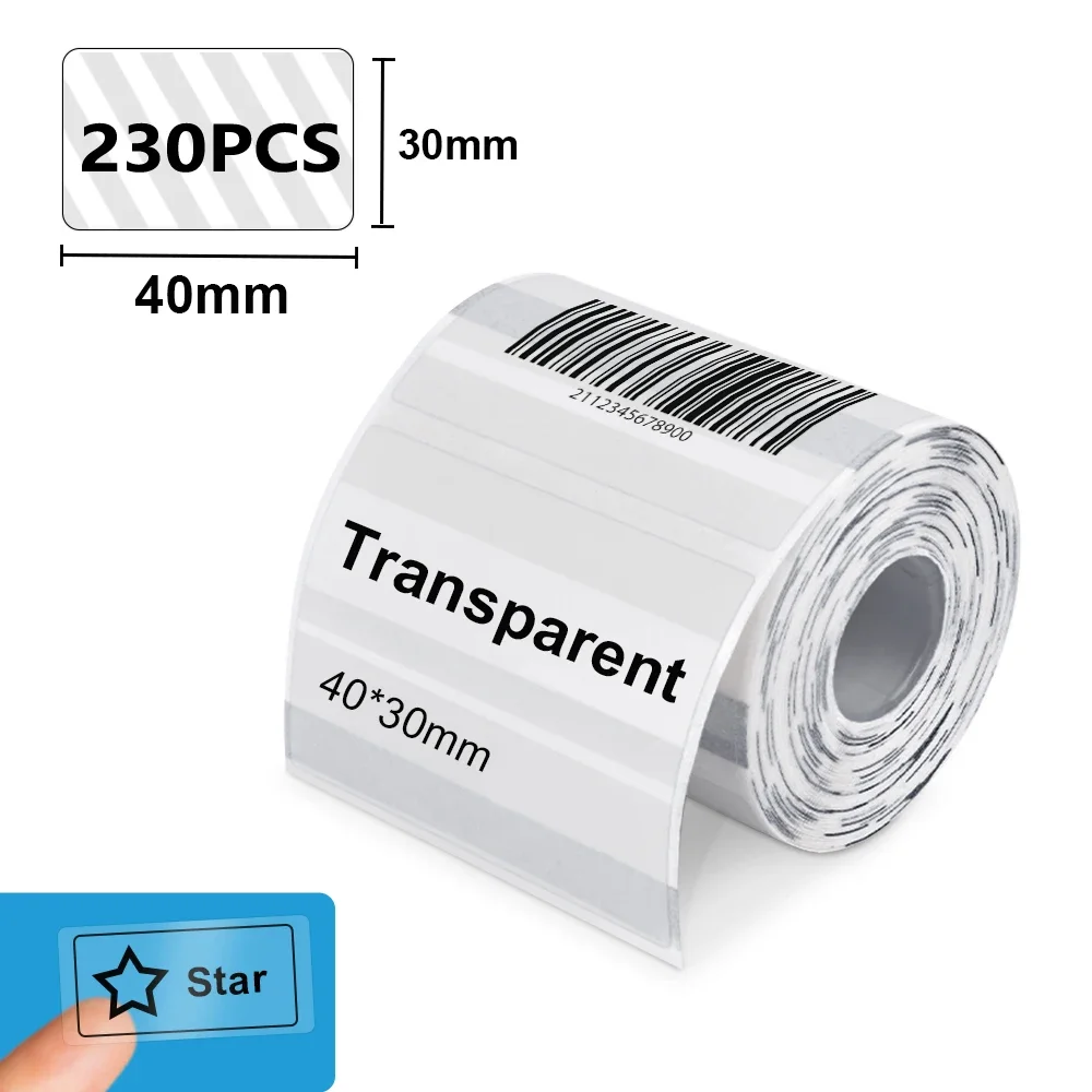 M110 Transparent Labels 40x30mm Compatible with M110/M120/M200/M220/M221 Label Printer Multi-Purpose Self-Adhesive Thermal Label