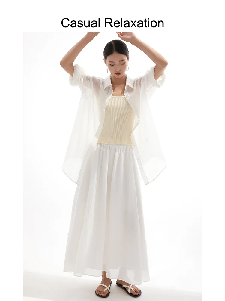 Dames zomer nieuwe Sle dunne witte zonbescherming irt jas woon-werkverkeer eenvoudige Ba split casual ontspanning rechte tube top