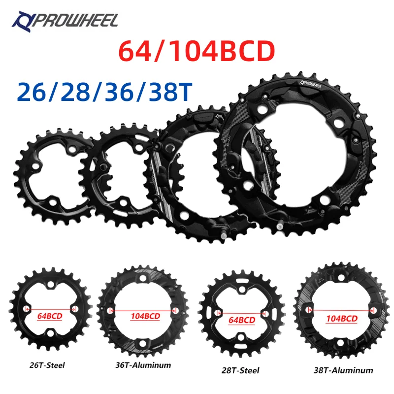 

Передняя звезда PROWHEEL 64/104BCD 26/28T 36/38T для горных велосипедов, сталь, алюминий, 4 когти, 10/11 скоростная звезда, велосипедные детали