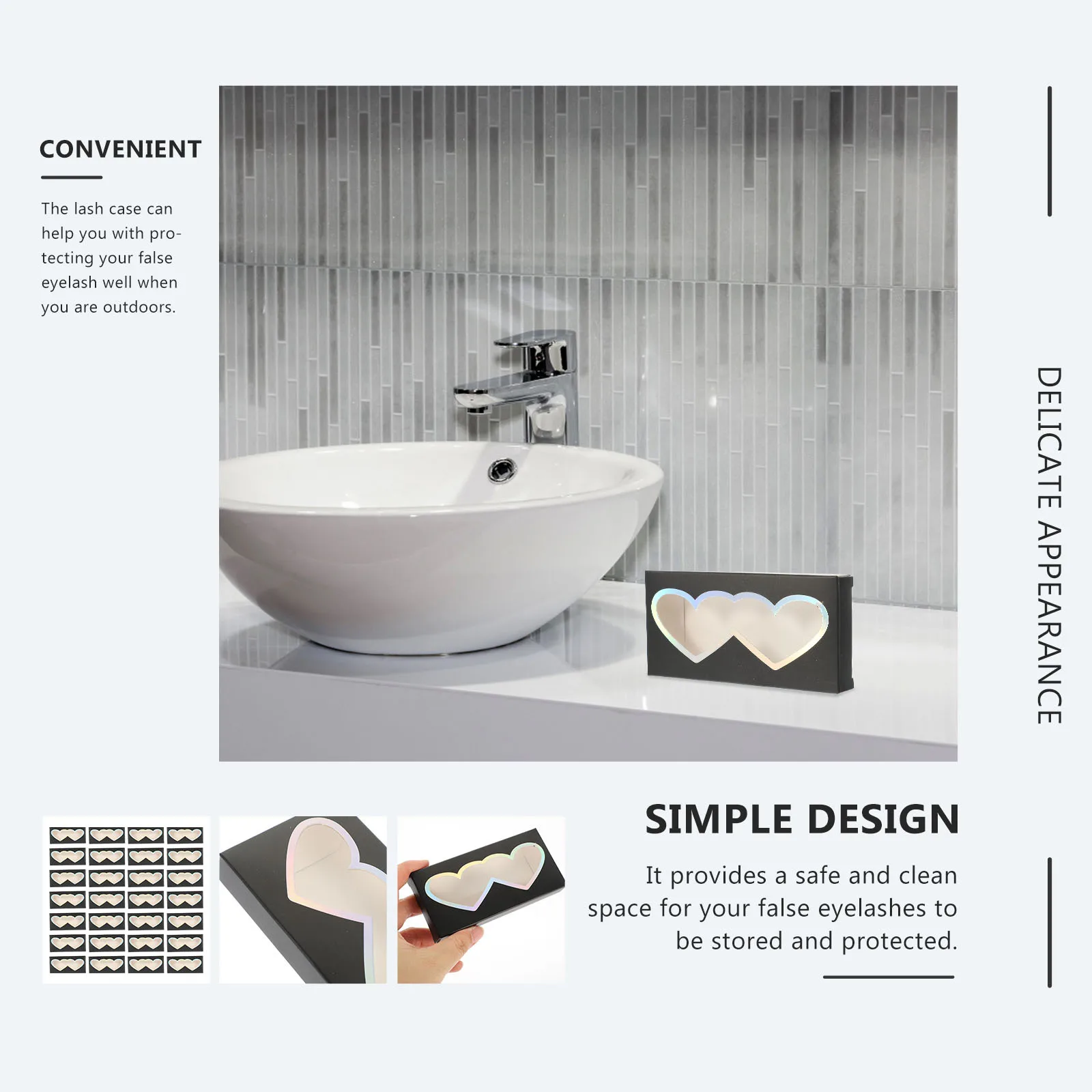 50pcs Heart Shaped Eyelash Storage Box Transparent False Lash Case Organizer Paper Eyelash Packaging Container For Travel Daily