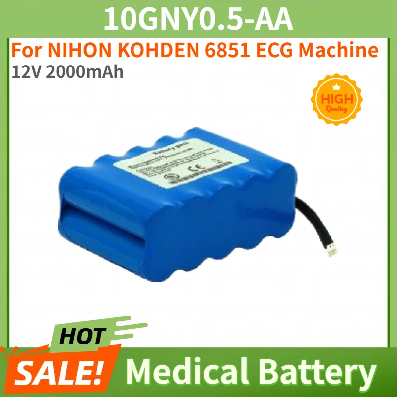 10GNY0.5-AA High Quality Medical Battery 12V 2000mAh for NIHON KOHDEN 6851 ECG Machine Brand New Replacement Battery