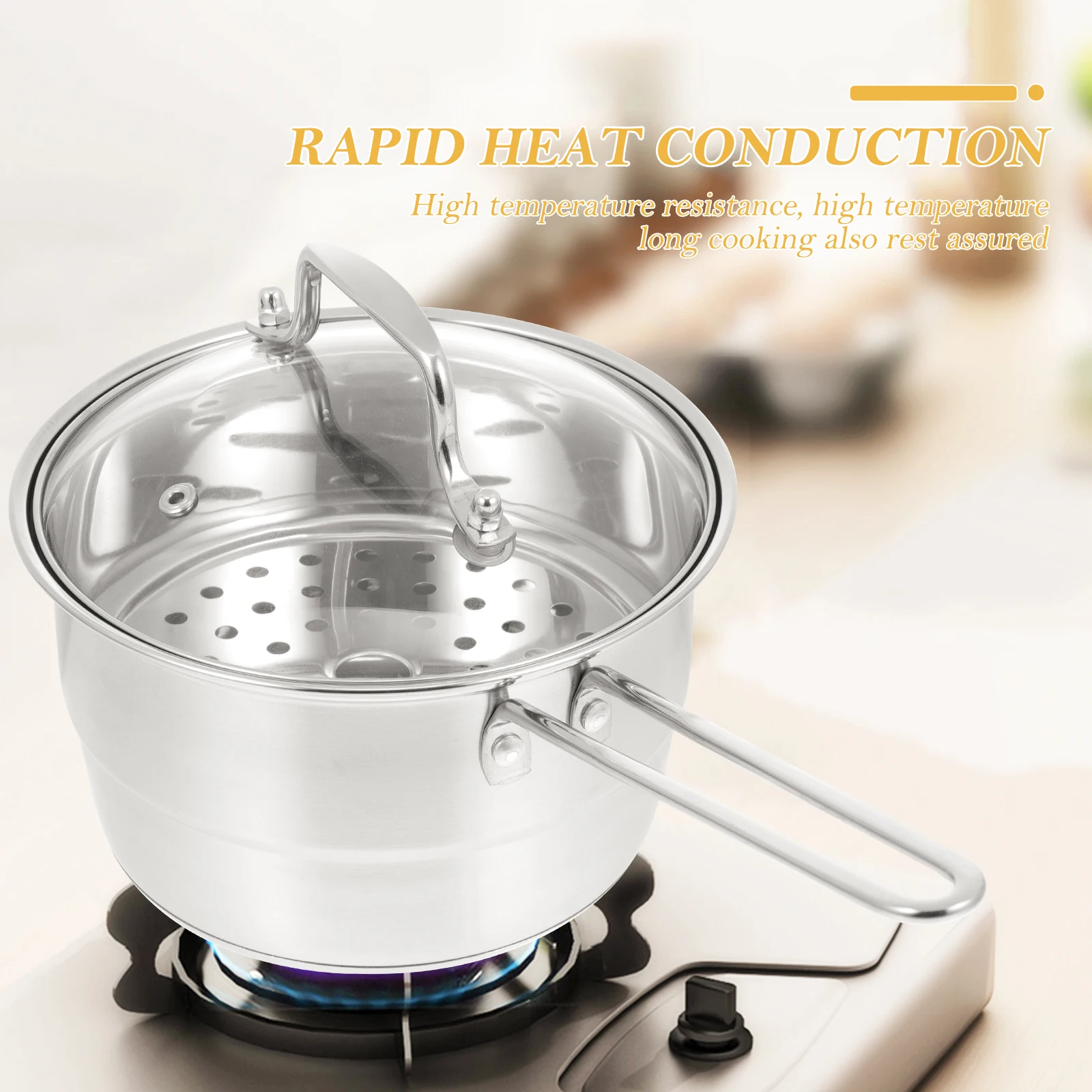 

Stainless Steel Milk Pot 2024 Non-Slip Handle Heat Insulated Soup Noodle Cooking Baby Food Stew Pan Housewarming for Friends