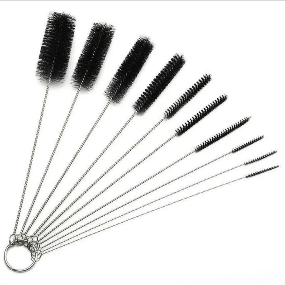 Cleaning Brush 10-piece Set Stainless Steel Nylon Brush Wire Test Tube Dropper Flask Cup Small Brush Household