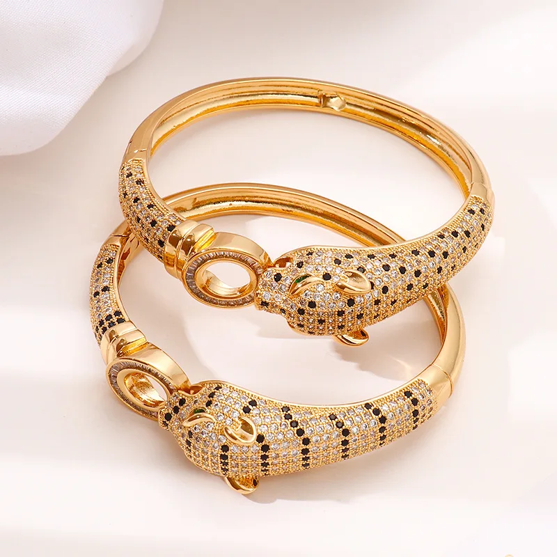 New Exquisite Personalized Light Luxury Hip Hop Full Diamond Leopard Women's Bracelet