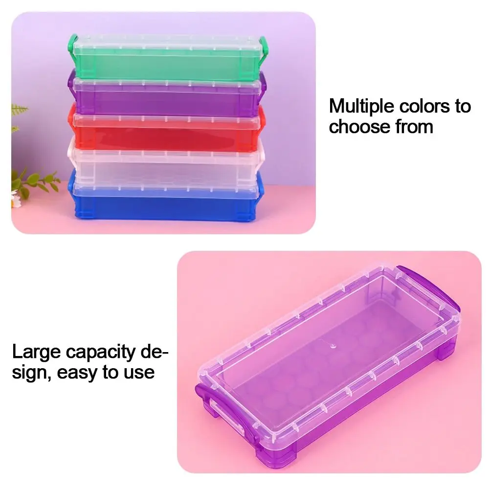 

New Transparent Pen Case Large Capacity Plastic Pencils Case Multifunctional Pen Box