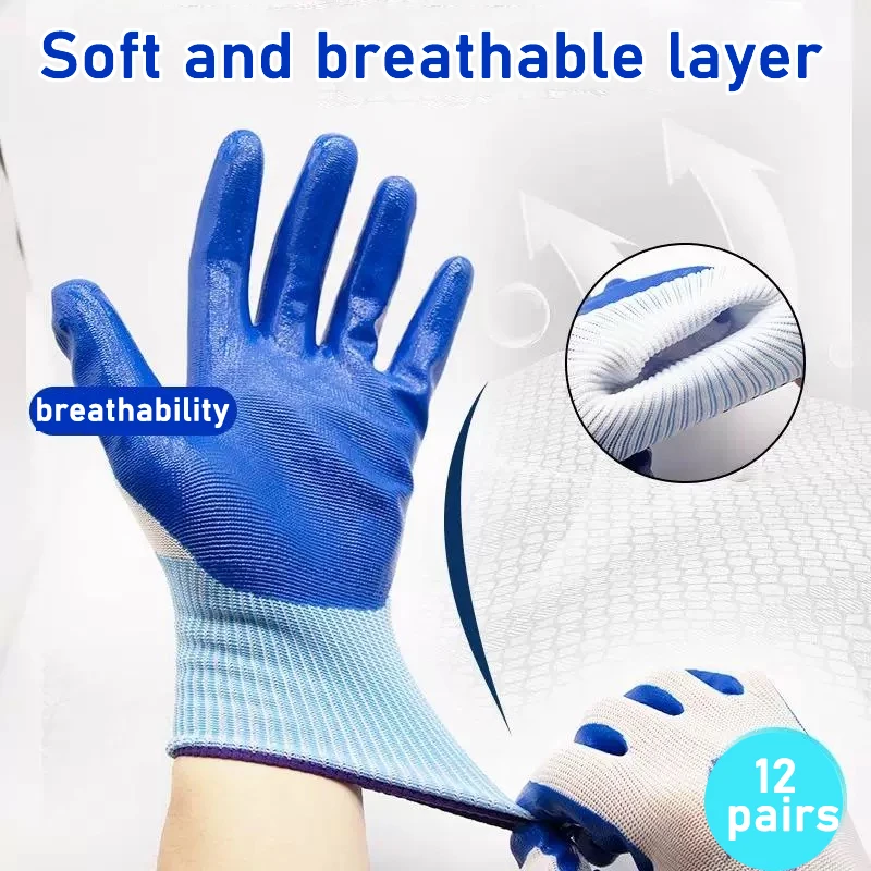 

12pcs Multipurpose Safety Gloves Wear - Resistant Breathable for Weeding Garden DIY Construction Outdoor Protective Accessories