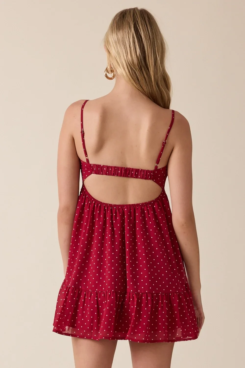 Women Slip Dress, Spaghetti Straps Backless Dots Print Loose Summer Mini Dress Clubwear