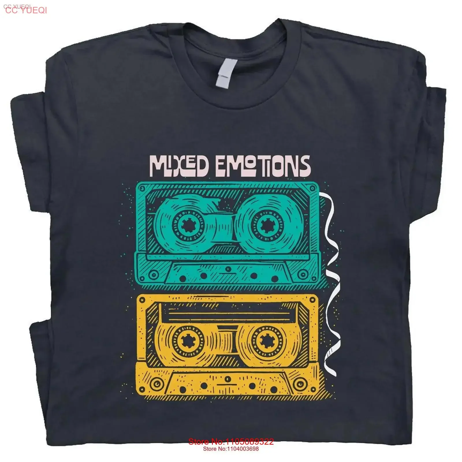 تي شيرت بشريط كاسيت ريترو لمحبي الموسيقى 80s 90s عشاق الحنين عشاق الصوت خمر الملابس الملونة عاشق البقاء غريبًا