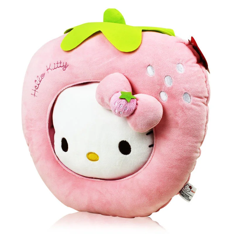 

Sanrio Hello Kitty 2 In 1 Car Plush Pillow Cartoon Strawberry Car Seat Headrest Chair Neck Pillow Cushion Decoration Toys Gifts