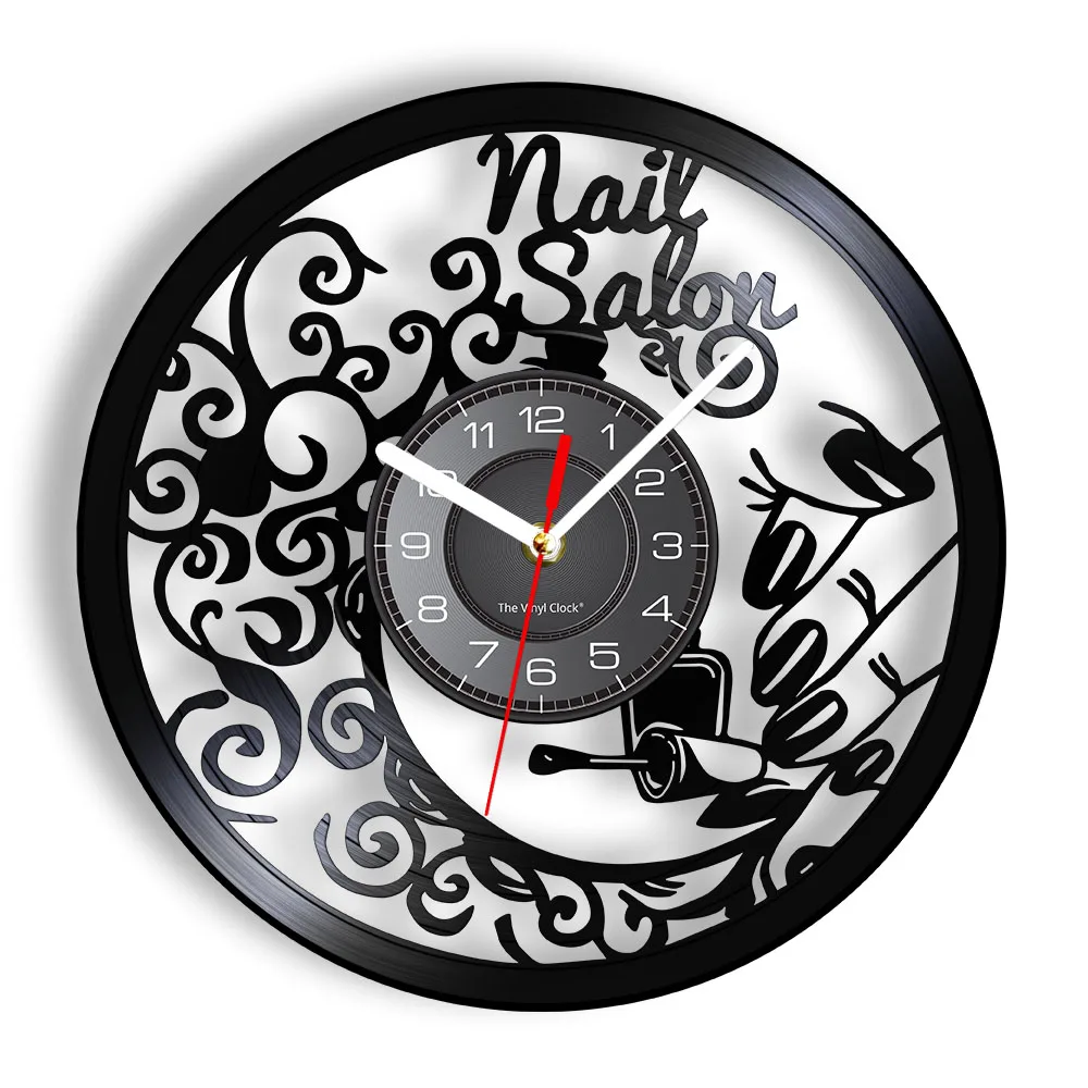 Nail Salon Wall Art Polish Bar Wall Decor Wall Clock Beauty Salon Interior Design Vinyl Record Clock Salon Business Wall Sign