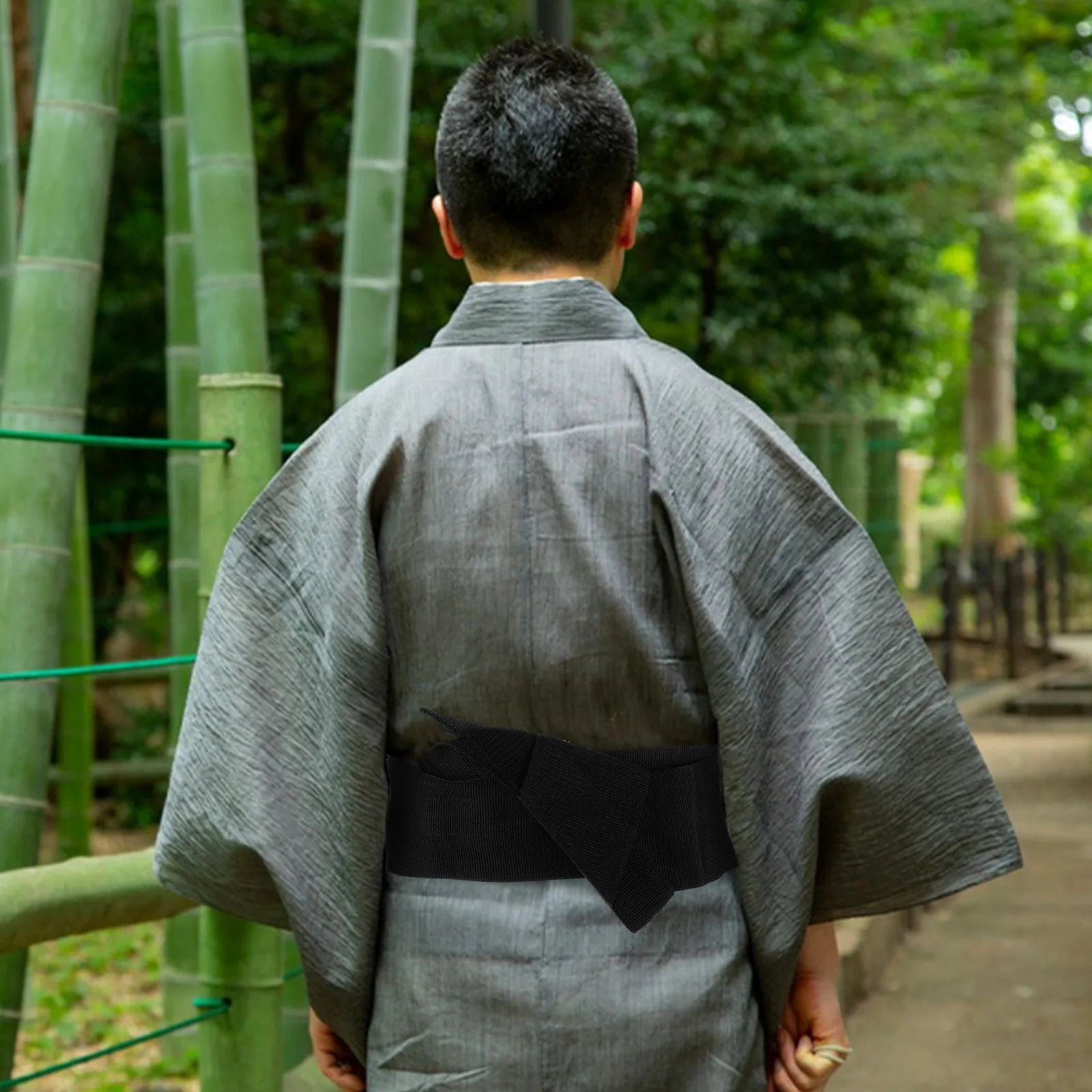 حزام كيمونو رجالي بحزام ياباني عريض للأزياء التقليدية ملابس رسمية غير رسمية من نسيج البوليستر مقاس مريح #2