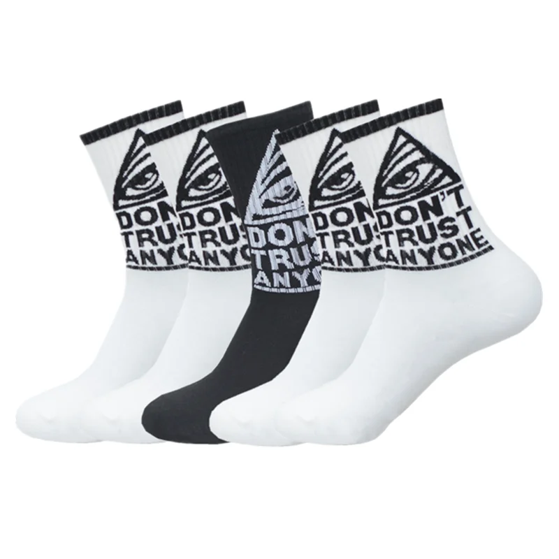 Rozmiar EUR modna bawełniana Trend Hip Hop czarne białe śmieszne oczy Unisex męskie skarpetki na deskorolkę na ulicę chłopców casual Sox wiosna lato