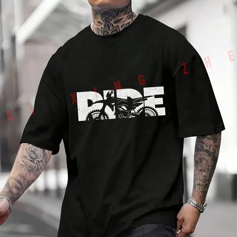 

Vintage Dirt Bike Motocross Men's T-Shirt Moto Casual High Quality Cotton Round Neck Short Sleeved Tops