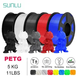 SUNLU 5Roll PETG/PETG Clear Filament 1.75 ±0.02mm 1kg Spool (2.2lbs) High Toughness Neatly Wound Filament Fit Most FDM Printer