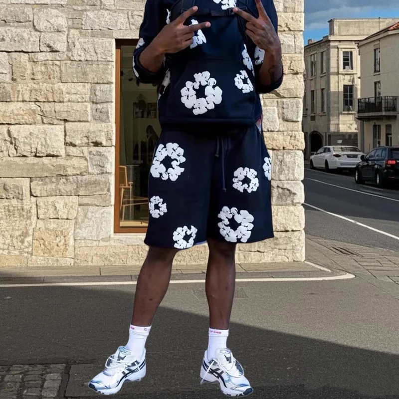 2025 American fashion kapok floral foam printing adult children's shorts unisex loose summer daily casual pants adult children