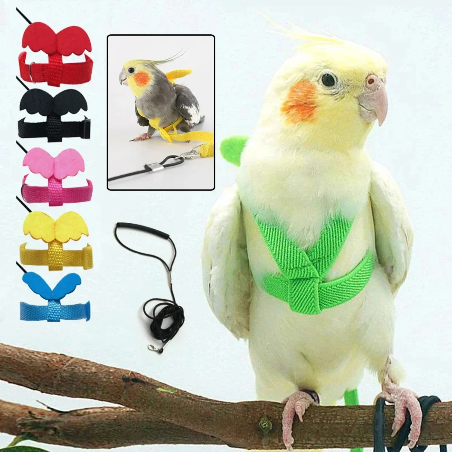 Lightweight, High-Quality Anti-Bite Parrot Vest Harness for Safe Strolls and Training - Durable Training Rope Leash with Long De