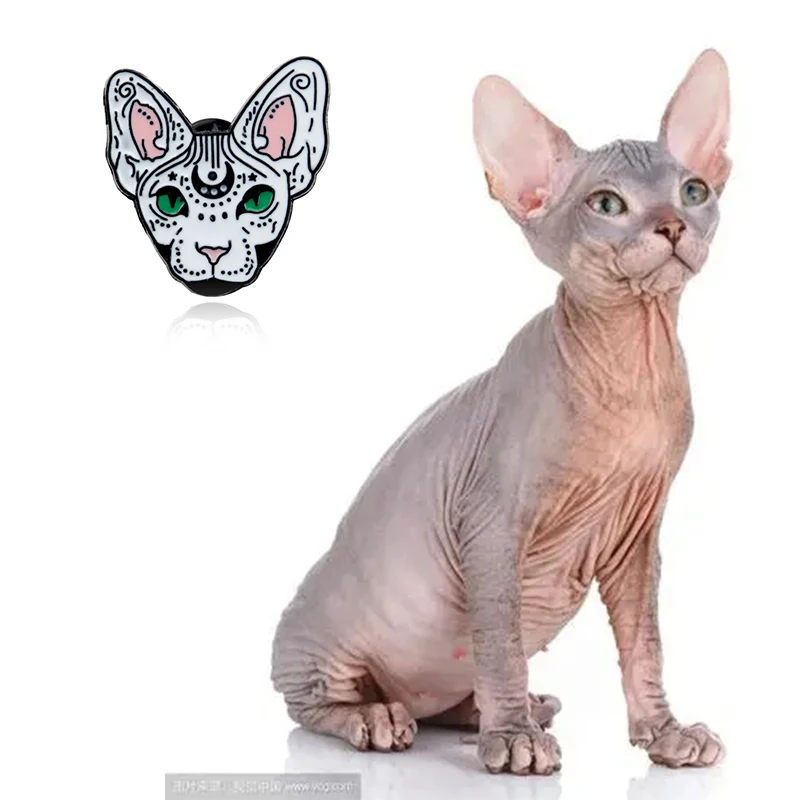 Mystical Sphynx Pins Hairless Cat Brooch Animal Cosplay Cloth Jeans Jewelry Lapel Pins Badges Accessories for Women