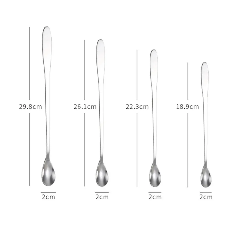 Long Handle Stainless Steel Coffee Spoons Tea Milk Ice Cocktail Wine Stirring Teaspoon Mini Scoops Utensils for Kitchen