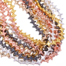 10mm Natural Hematite Stone Beads Colorful Plated Four-Pointed Star Spacer Beads for Jewelry Making Bracelet DIY Accessories
