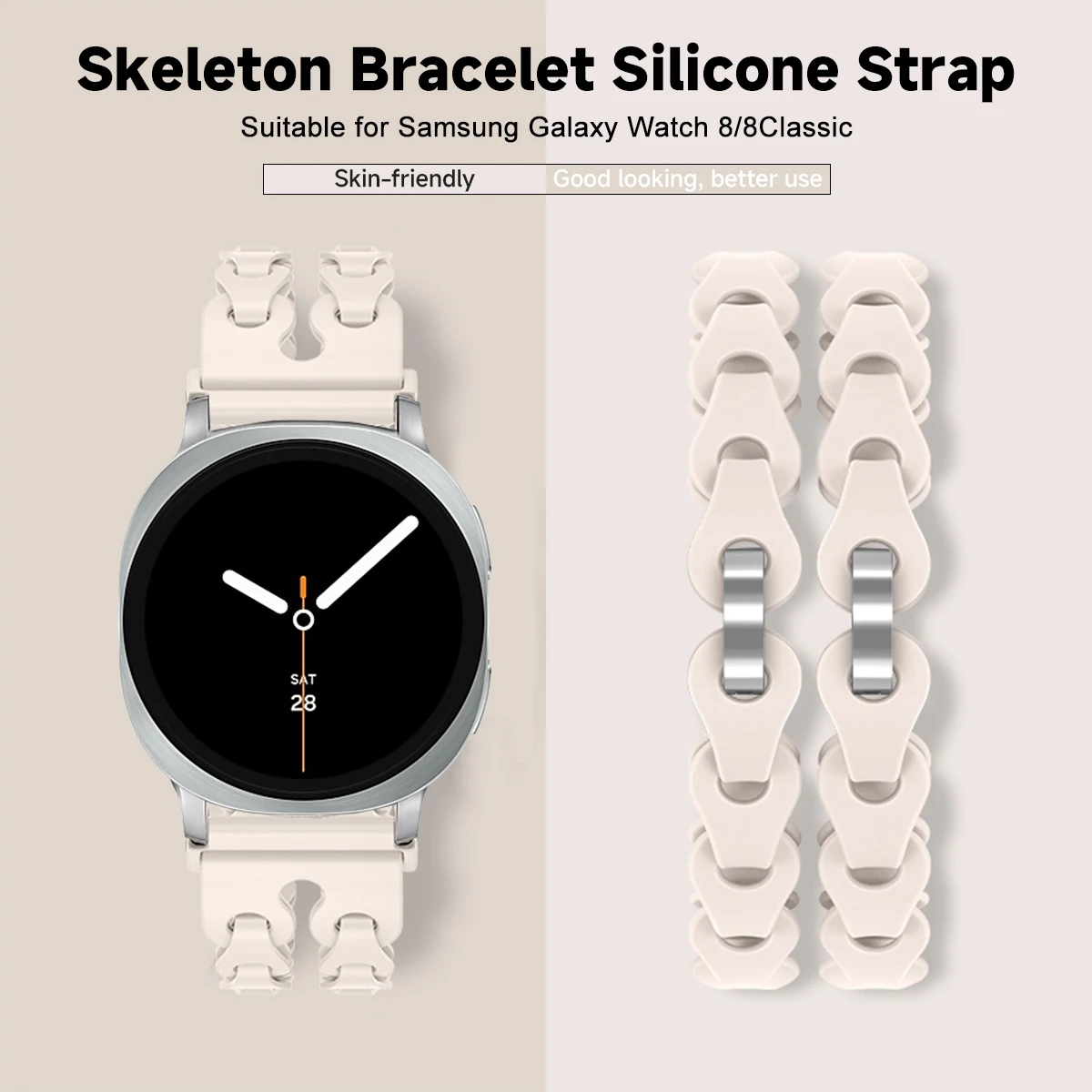 Hollow Silicone Strap for Samsung Galaxy Watch 8 40mm 44mm Band Women's Chain Bracelet for Galaxy Watch 8 Classic 46mm Wristband