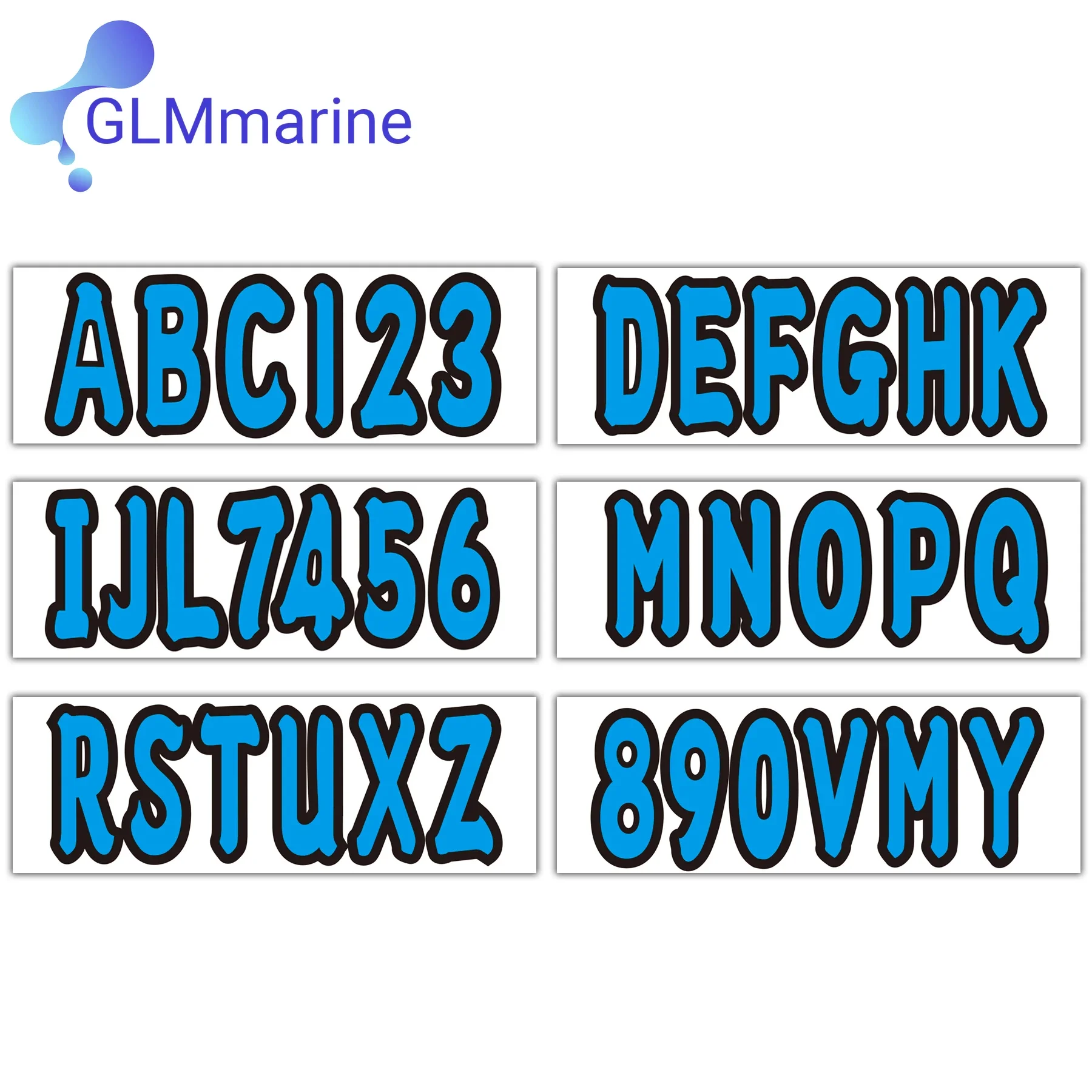 Blue Stickers for Boat Letter and Number Registration Four Sets of A-Z Four Sets of 0-9