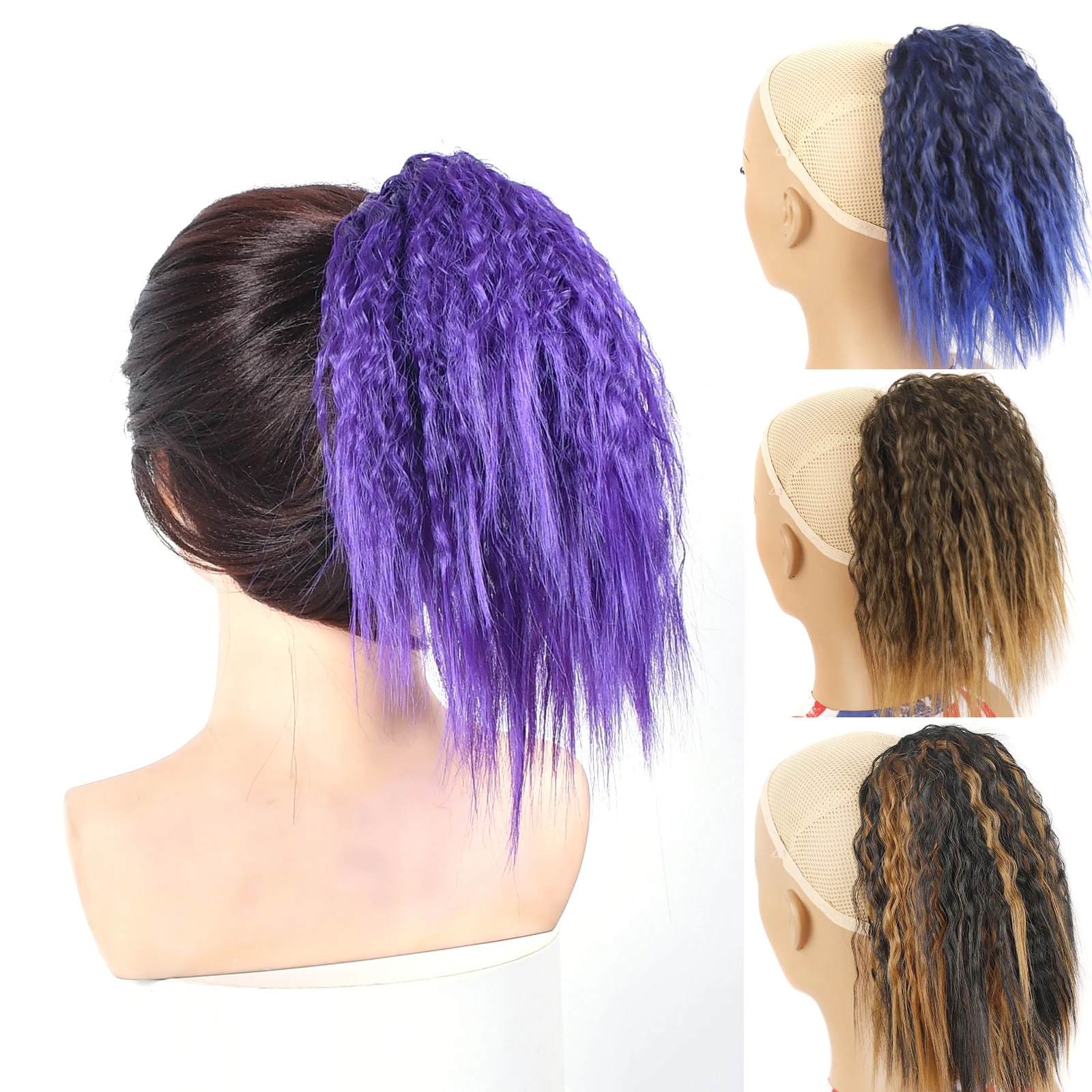 

Zolin Synthetic Short Yaki Curly Hair Ponytail Extension Multicolor Heat Resistant Natural Wavy Ponytails Hairpiece Daily Use