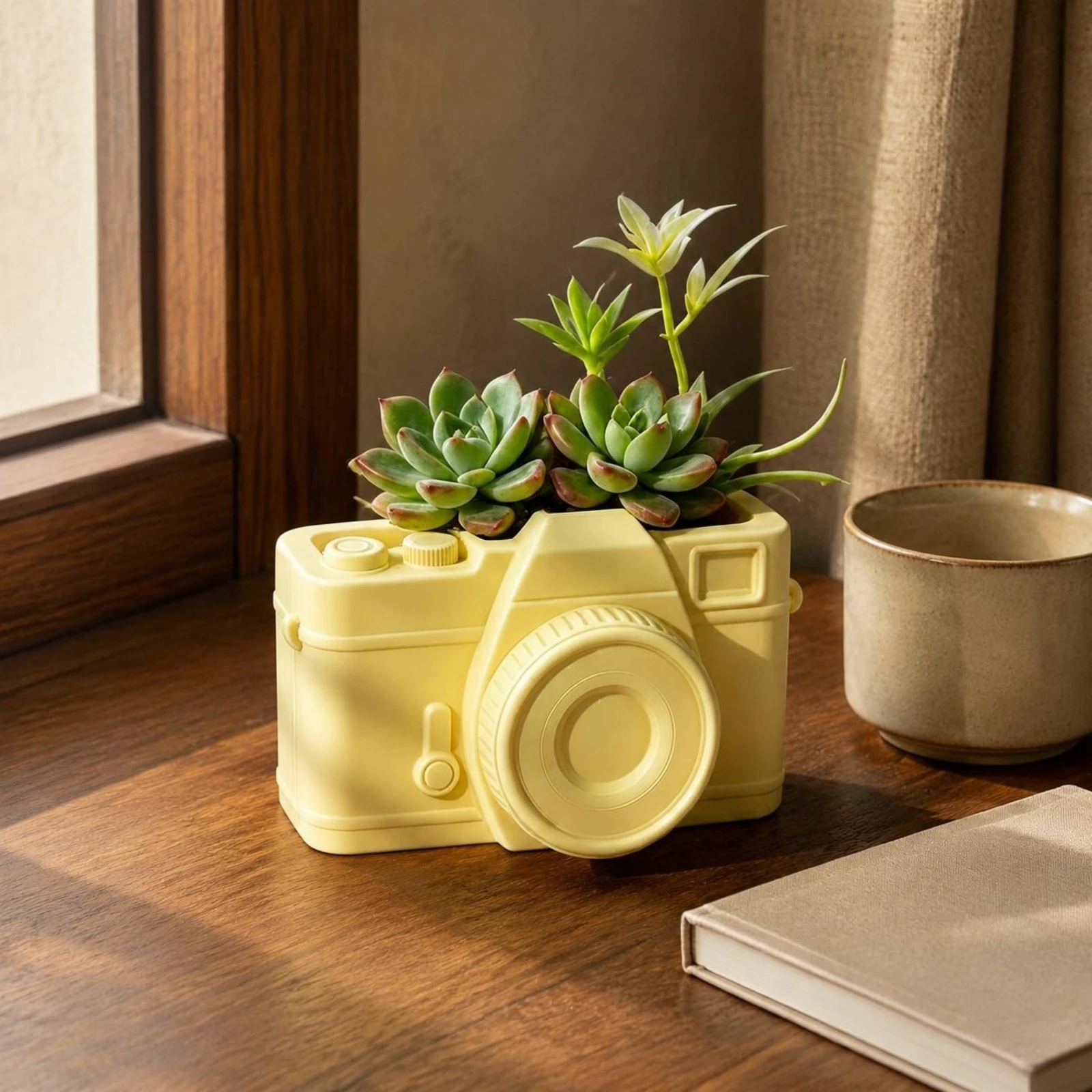 Succulent Planter Glossy Finish Resin Planter Succulent Pot Indoor Outdoor Home Decor Weather-Resistant - view 3