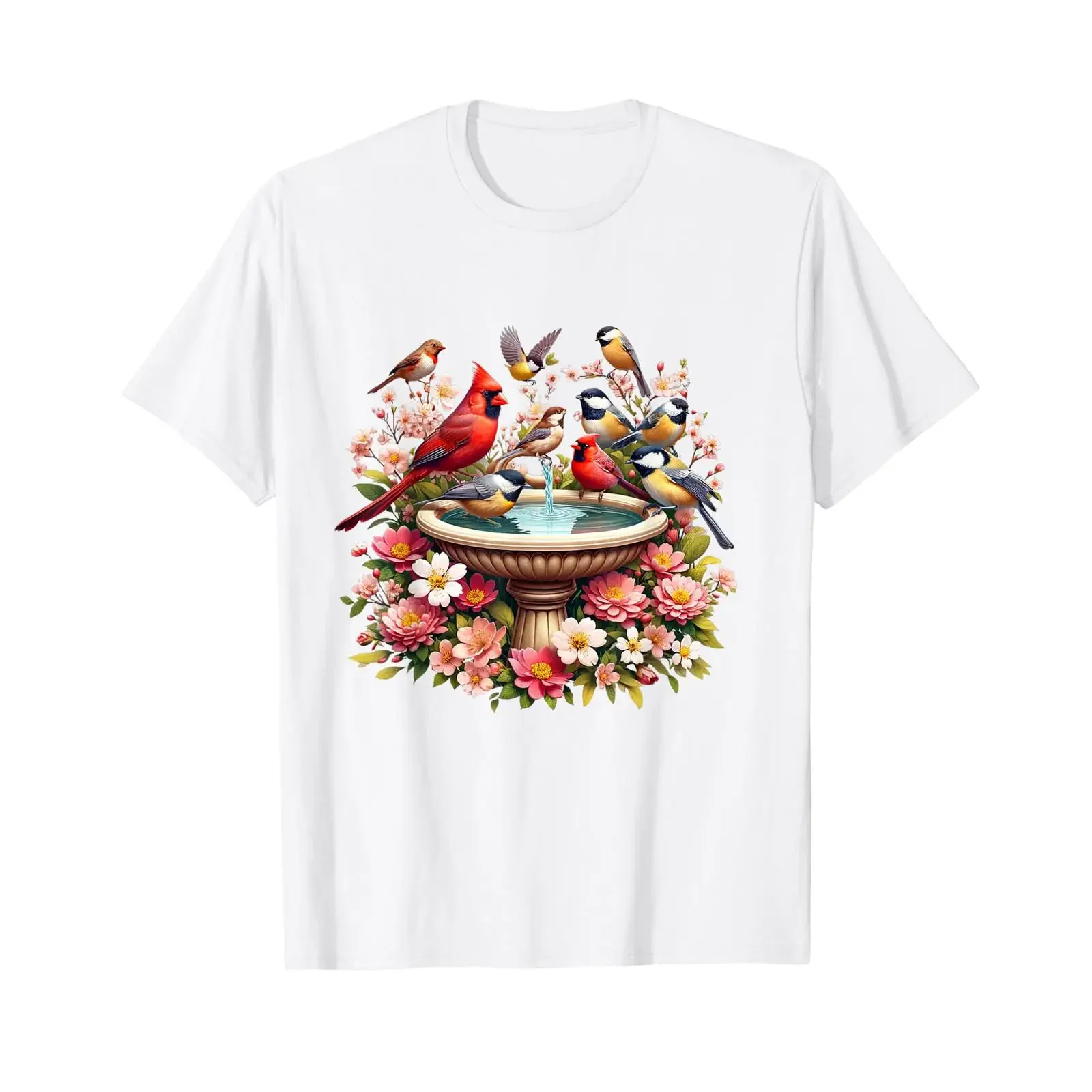 Sponsored Ad Cardinal amp Chickadee Birds Spring Flowers T Shirt vintage Washed Versatile Slightly Stylish Stretched Unisex