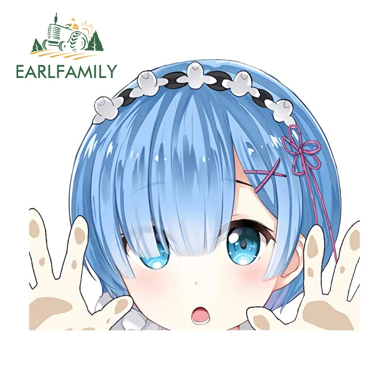

EARLFAMILY 13cm x 10.6cm for Rem Anime Car Accessoires Stickers Funny Sunscreen Decal Motorcycle Campervan Windows RV JDM VAN