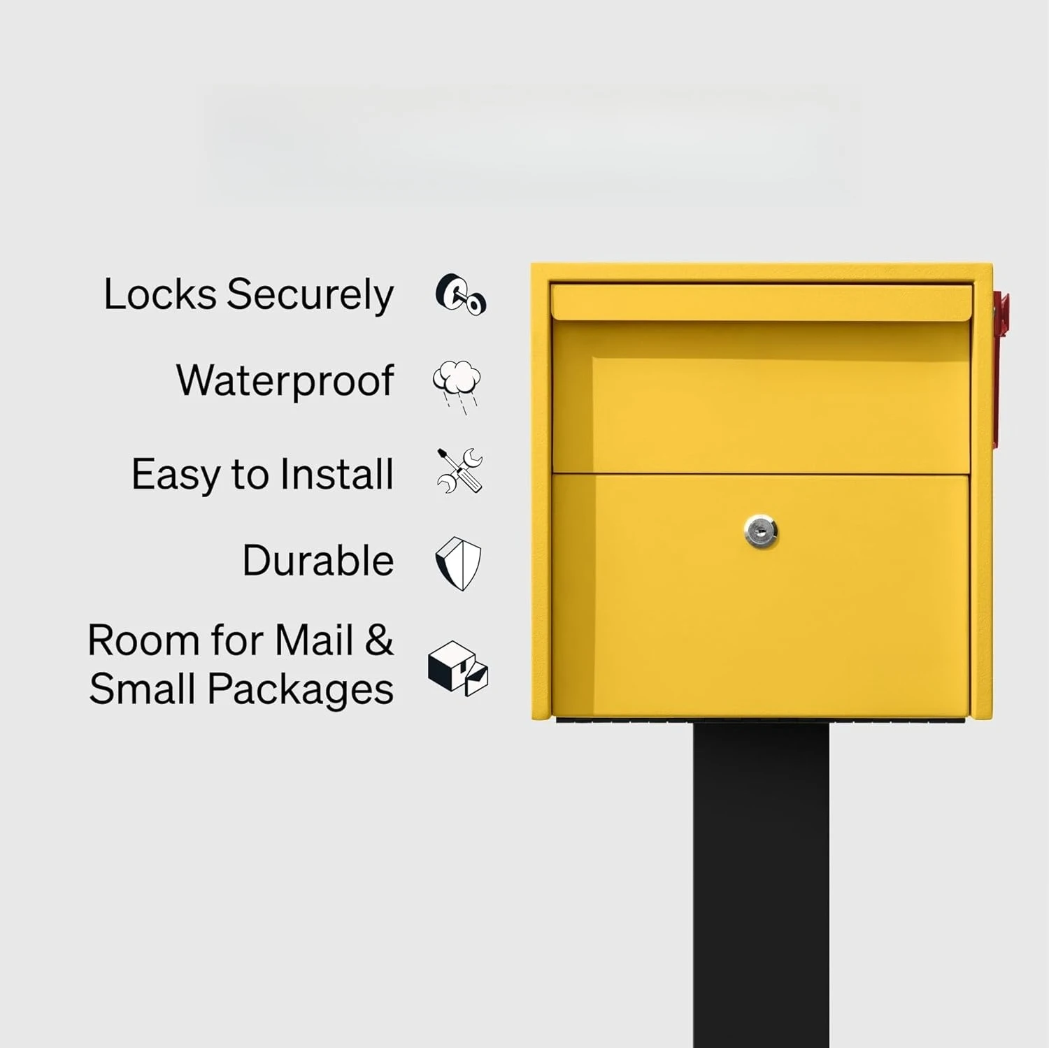 

Lockable Post Mount Mailbox | Small (Curb Yellow) Size 12 x 12 x 18.5 (HxWxD) Anti-Theft Locking Mailbox with 2 Keys,Hot Sale