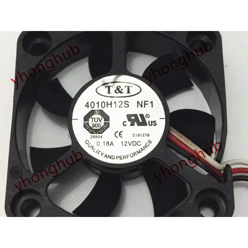 T&T 4010H12S NF1 Server Cooling Fan DC 12V 0.18A 40x40x10mm 3-wire