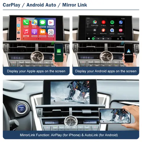 Wireless CarPlay Android Auto for Lexus NX RX IS ES GS RC CT LS LX LC UX GX 2014-2019, with Mirror Link Car Play Functions