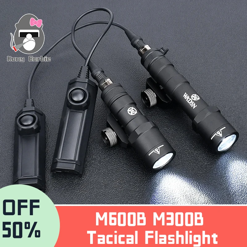 

WADSN Airsoft M300B M600B M600 WADSN Tactical Powerful Flashlight Fit 20mm Picatinny Rail Hunting Weapon Gun LED Scout Light