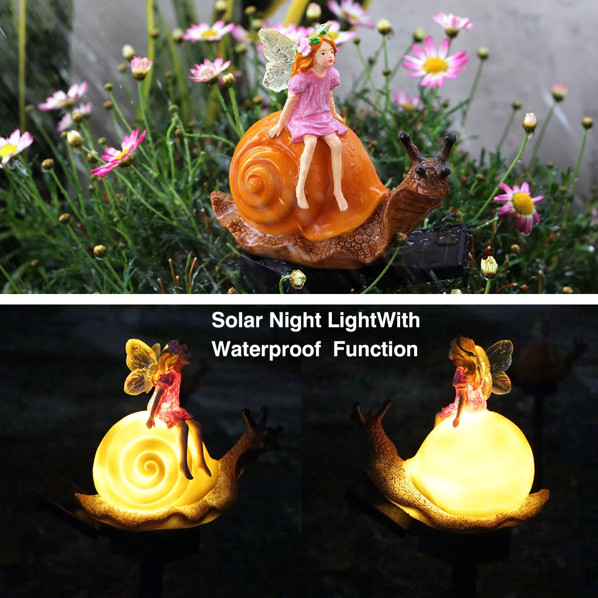 Whimsical Fairy Garden Sculpture - Solar Light Outdoor Decor for Patio