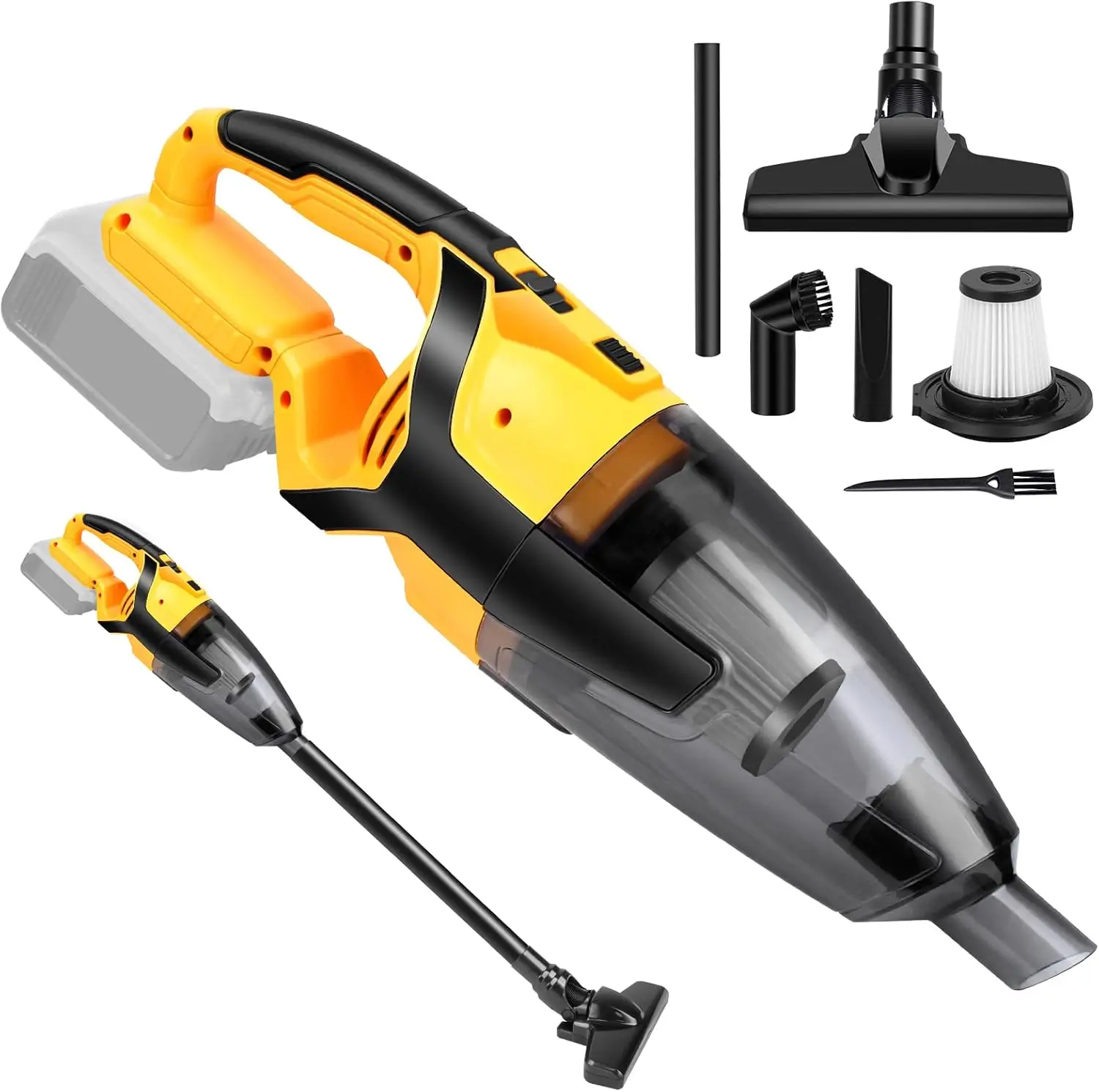 Cordless Handheld Vacuum Cleaner, 93W Motor for Home Car Boat Pet Hair Furniture Cleaning, Battery Not Included