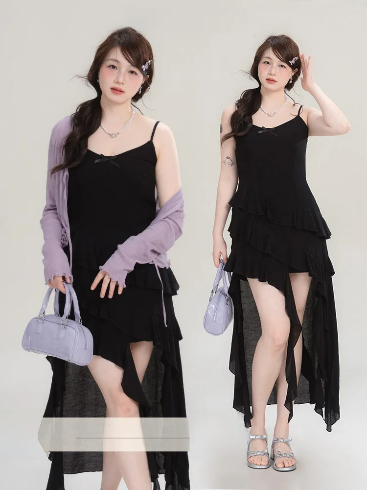 

Новое летнее платье Heynew для полных женщин: асимметричный вырез, тонкий силуэт, элегантный стиль, свободный крой, для повседневной носки