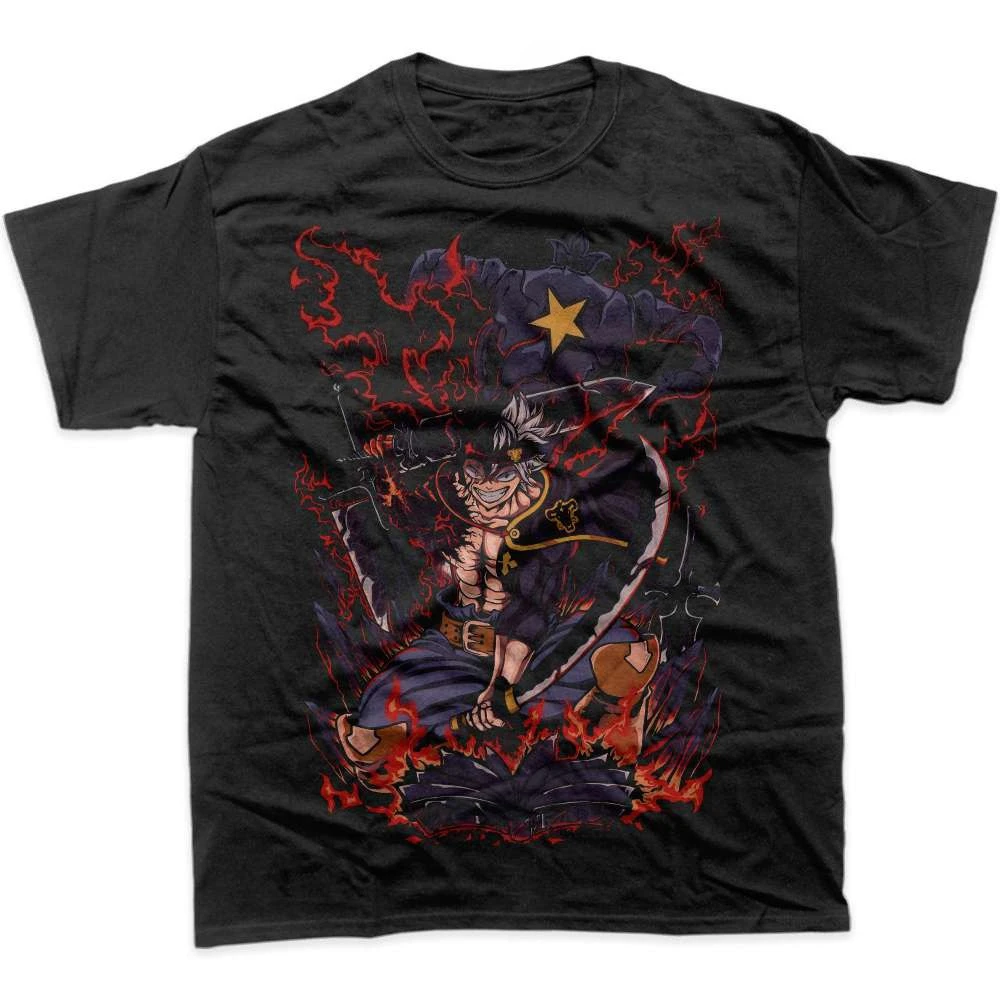 Black Clover T-shirt Men's Pure Cotton Casual  Round Neck T-shirt Short Sleeve Clothing Summer Sports Casual Short Sleeve Top