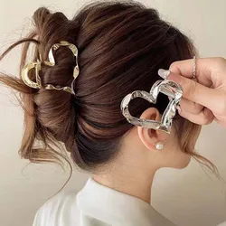 Kadınlar için Metal kalp yıldız Hairclip kırışıklıklar tasarım köpekbalığı klip lüks kore saç klipleri mizaç saç aksesuarları şapkalar