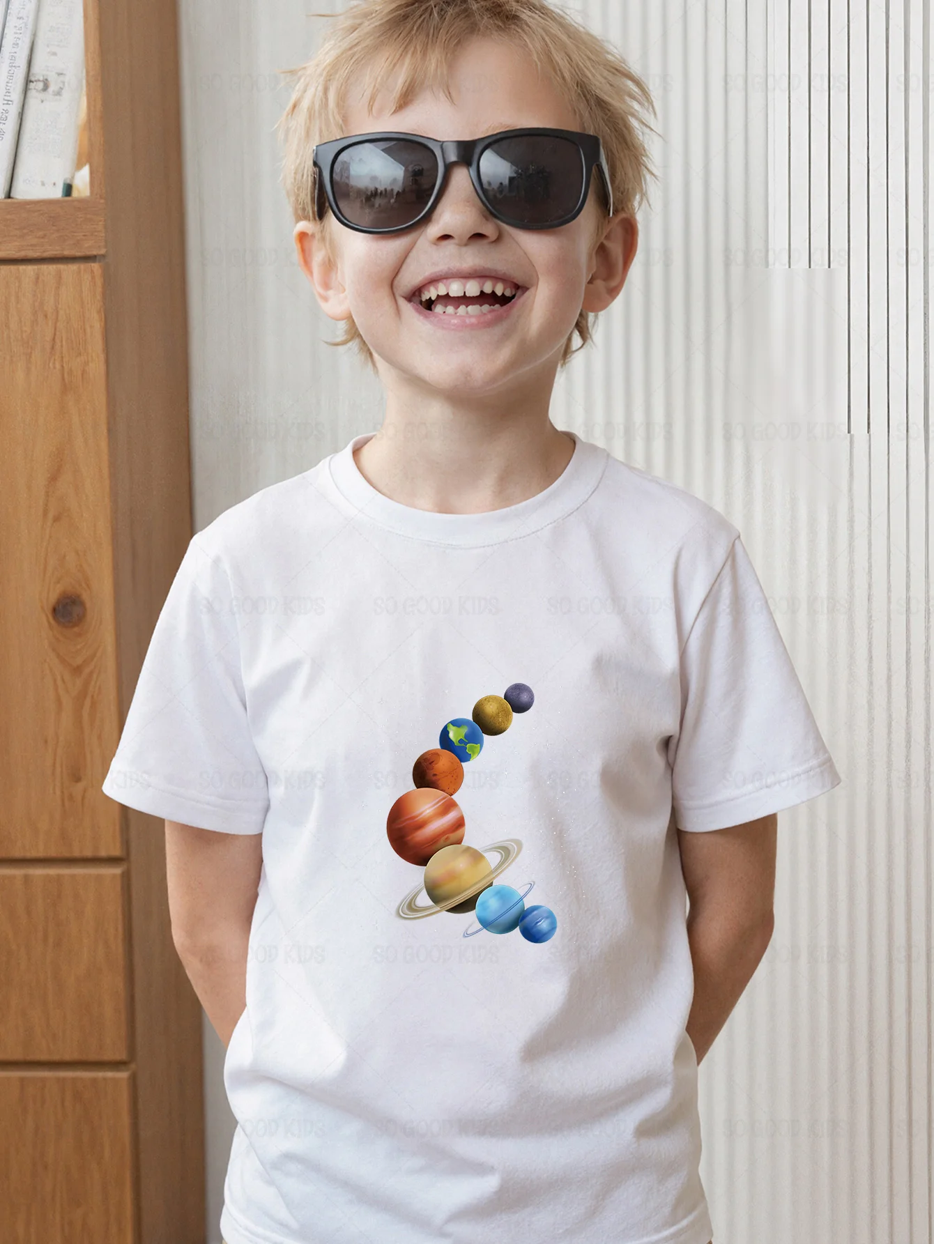 Eight Planets Solar System Starry Outer Space Graphic Kids T Shirt Boys Girls Family Matching Summer Crew Neck Casual Tee