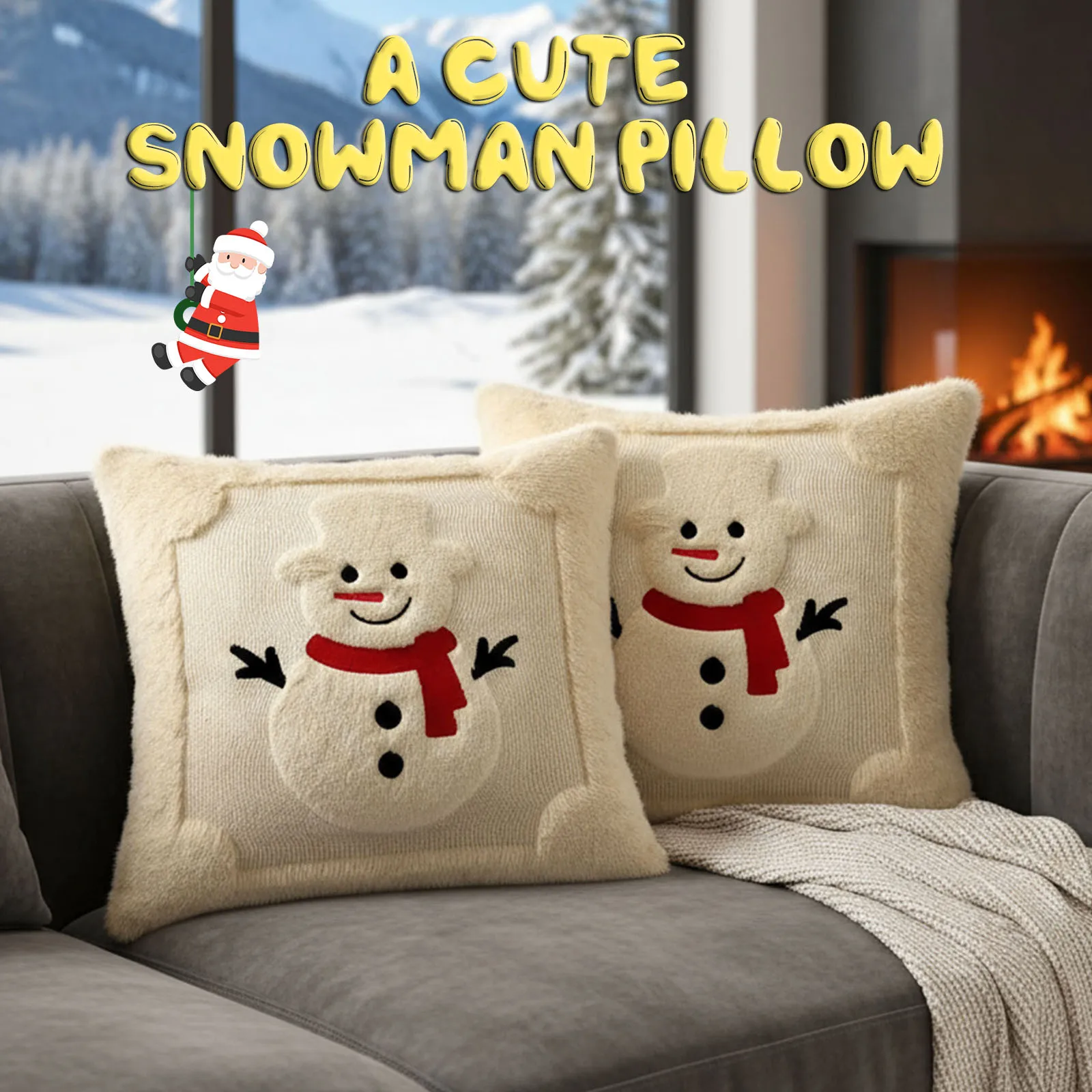 

Set of 2 Christmas Decorative Throw Pillow Covers 45X45 Square Cushion Covers Plush Throw Pillow Cases for Sofa Living Room