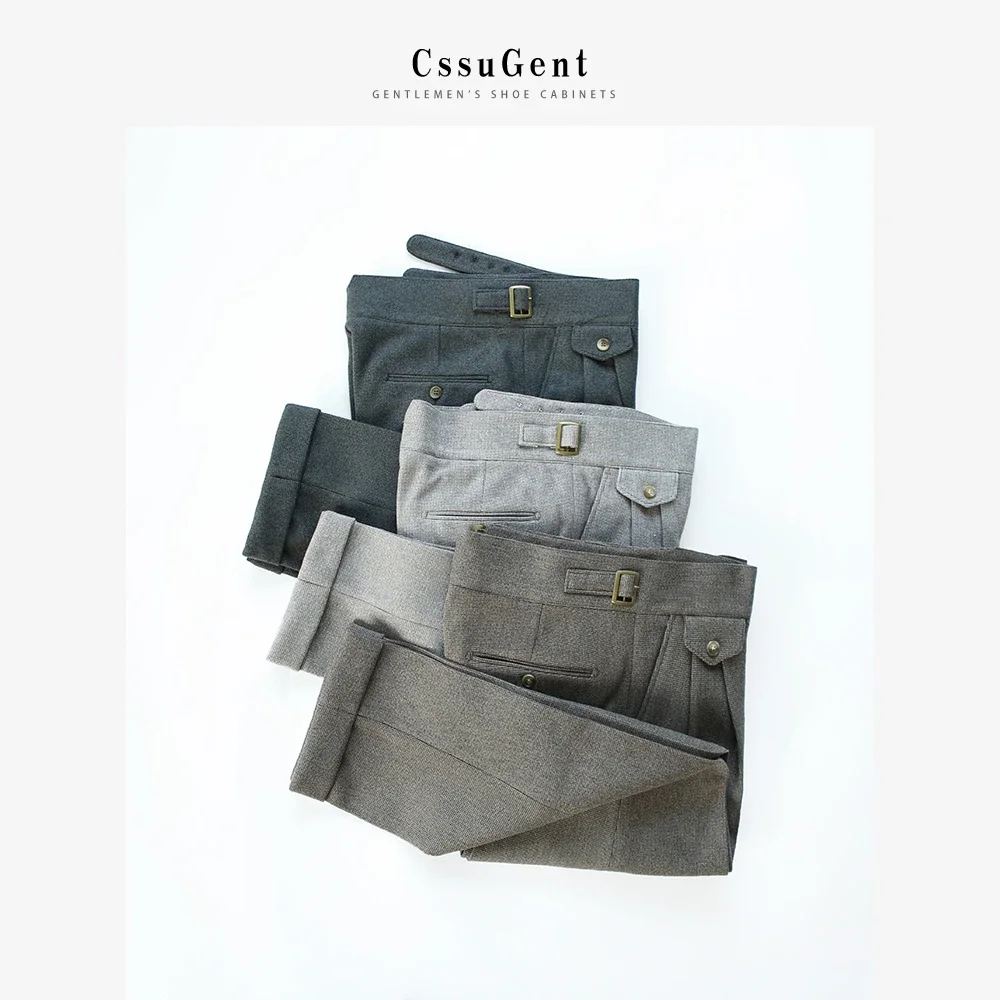 

Haute Couture осенне-зимние утолщенные шерстяные брюки Неаполь Gorger, мужские итальянские повседневные деловые брюки в стиле ретро