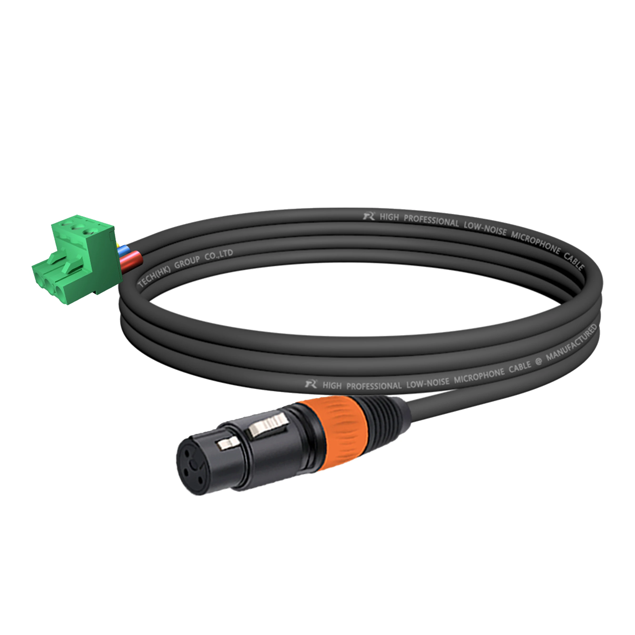 Geräuscharmes Audiokabel, PHX3M/2EDG-5.08 3-poliger Stecker Schraubklemmenblock zu 3P XLR F/M, Schwarze Kabelhülle mit Farbigem Reliefring – Detail 12