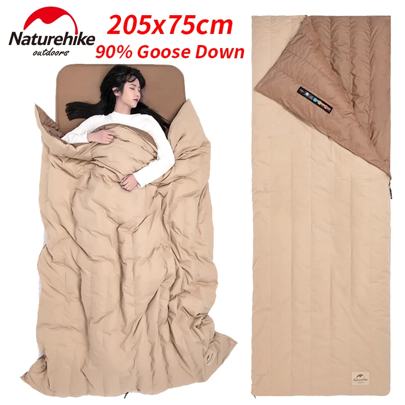 Naturehike CLOUD-5 Envelope Sleeping Bag Portable Ultralight 750g 90% Goose Down Quilt Keep Warm for Spring Autumn 750FP Cotton