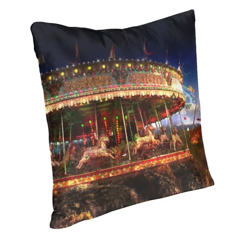 Fashion Amusement Park Rides Carousel Square Throw Pillow Cover Decoration 3D Double-sided Printing Cushion Cover Living Room