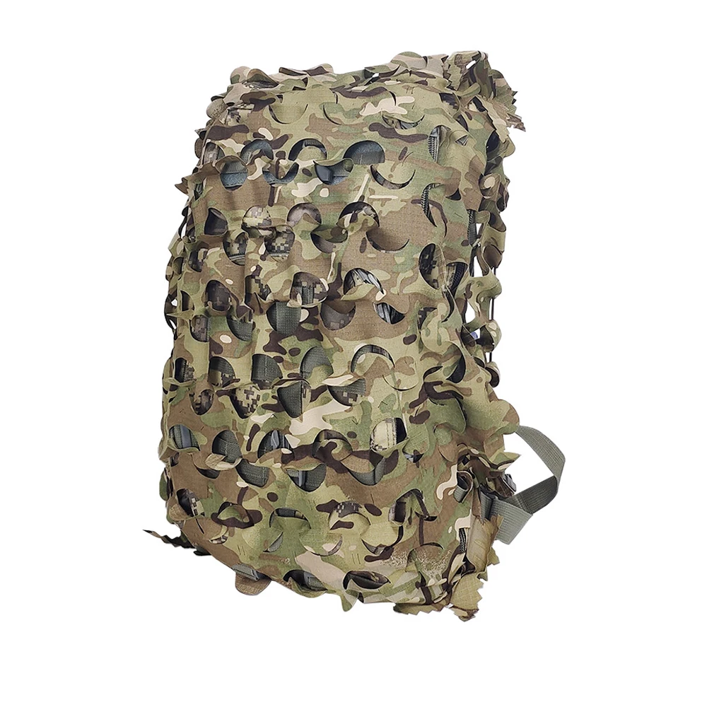 3D Bionic Leaf Shape Disguised Net Rucksackbezug 60L 80L Laser Cut Jagdrucksackbezug Fallschirmjäger – Detail 17