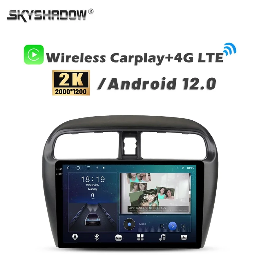 2000*1200 Carplay Auto Android 14.0 8G+128G 360 Car DVD Player GPS WIFI Bluetooth Radio For Mitsubishi Mirage Attrage 2013 -2018