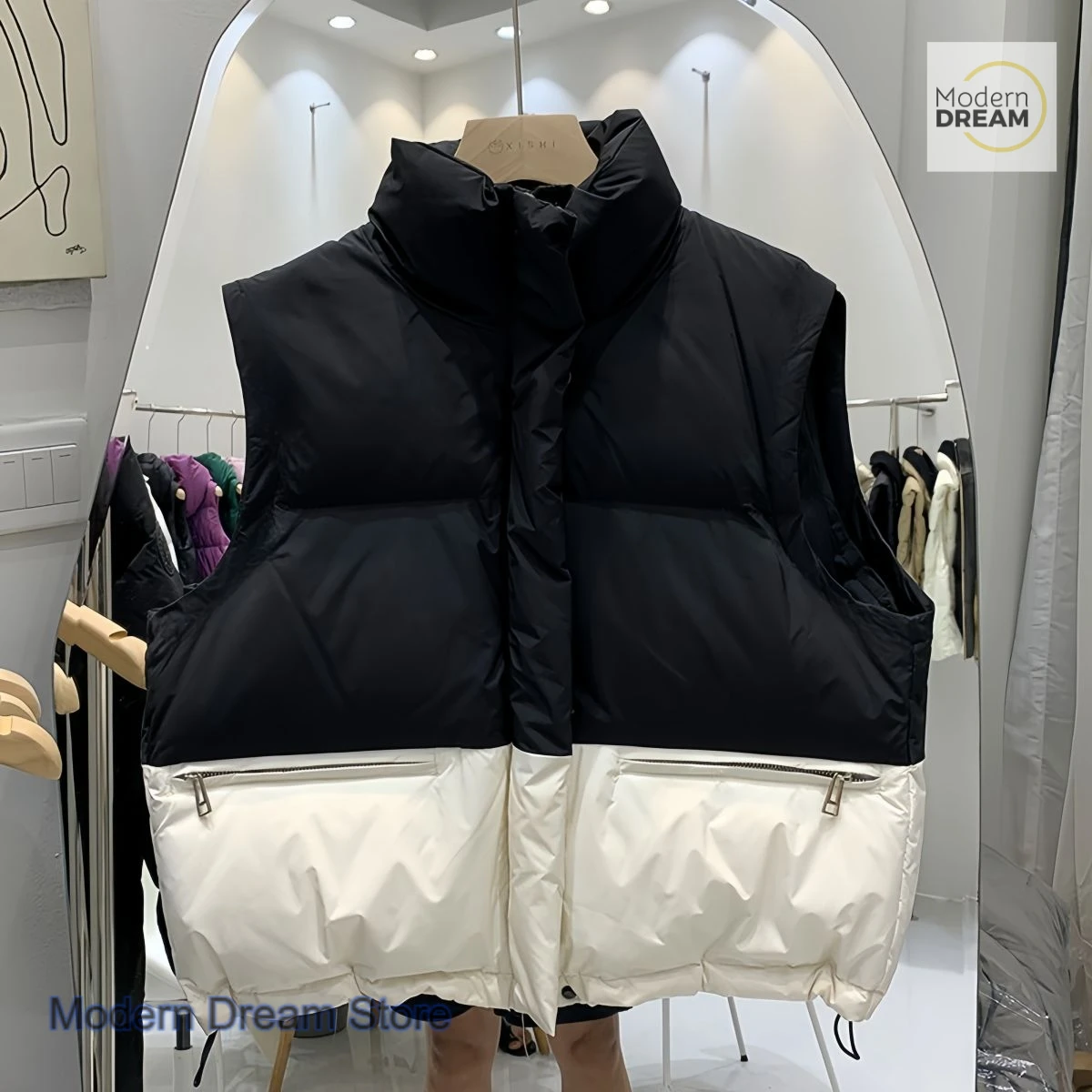 الكورية الوقوف طوق سميكة اللون مطابقة أسفل سترة القطن المرأة الخريف والشتاء موضة جديدة فضفاضة مزاجه سترة معطف. #4